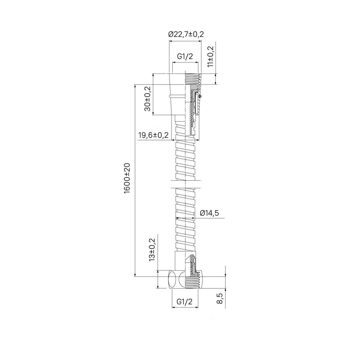 Шланг для душа, EPDM, 1,6 м, Milardo, 130S160M19 Шланг для душа, EPDM, 1,6 м, Milardo, 130S160M19