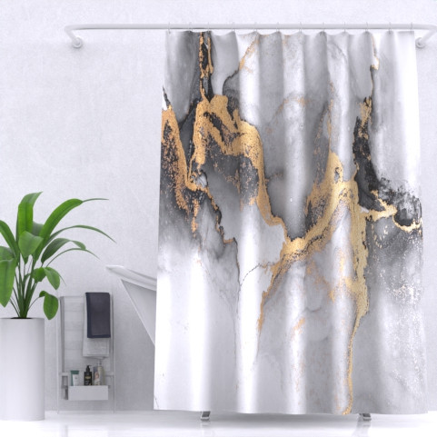 Штора для ванной комнаты, полиэстер, с утяжелителем Marble, ZALEL Штора для ванной комнаты, полиэстер, с утяжелителем Marble, ZALEL
