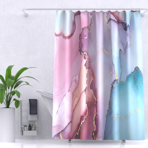 Штора для ванной комнаты, полиэстер, с утяжелителем Marble, ZALEL Штора для ванной комнаты, полиэстер, с утяжелителем Marble, ZALEL