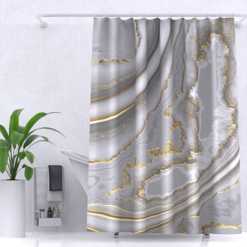 Штора для ванной комнаты, полиэстер, с утяжелителем Marble, ZALEL Штора для ванной комнаты, полиэстер, с утяжелителем Marble, ZALEL