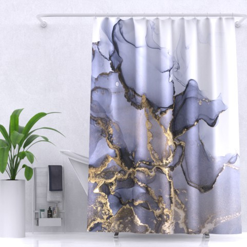 Штора для ванной комнаты, полиэстер, с утяжелителем Marble, ZALEL Штора для ванной комнаты, полиэстер, с утяжелителем Marble, ZALEL