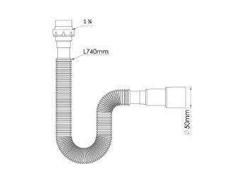 Гибкая труба с гайк.1 1/4" 740мм, вых.Ø40/50мм с конус.прокл.(100) Гибкая труба с гайк.1 1/4" 740мм, вых.Ø40/50мм с конус.прокл.(100)