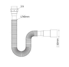 Гибкая труба с гайк.1 1/2" 740мм, Ø40/50мм с конус.прокл.(100) Гибкая труба с гайк.1 1/2" 740мм, Ø40/50мм с конус.прокл.(100)