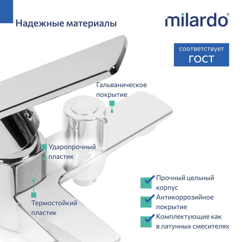 Смеситель для ванны,хром глянцевый, Poli, Milardo, ПЛАСТИКОВЫЙ КОРПУС Смеситель для ванны,хром глянцевый, Poli, Milardo, ПЛАСТИКОВЫЙ КОРПУС