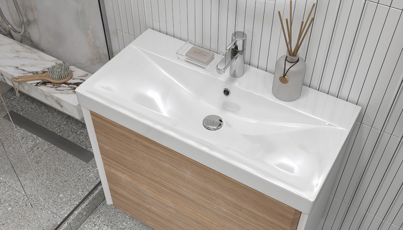 Тумба под раковину Gesso 800-0-2 (9696) навесная белый матовый/дуб сонома Velvex Тумба под раковину Gesso 800-0-2 (9696) навесная белый матовый/дуб сонома Velvex