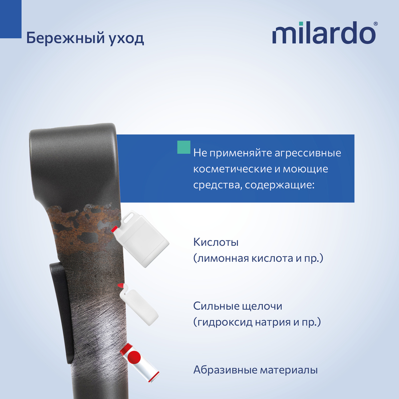 Встраиваемый смеситель с гигиеническим душем, графит, Лип (Leap), Milardo Встраиваемый смеситель с гигиеническим душем, графит, Лип (Leap), Milardo