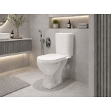 Унитаз-компакт "Фобос" HOME De Luxe (GESSO) белый, прямой выпуск, 2 ур. арм, сиденье полипропилен МИКРОЛИФТ